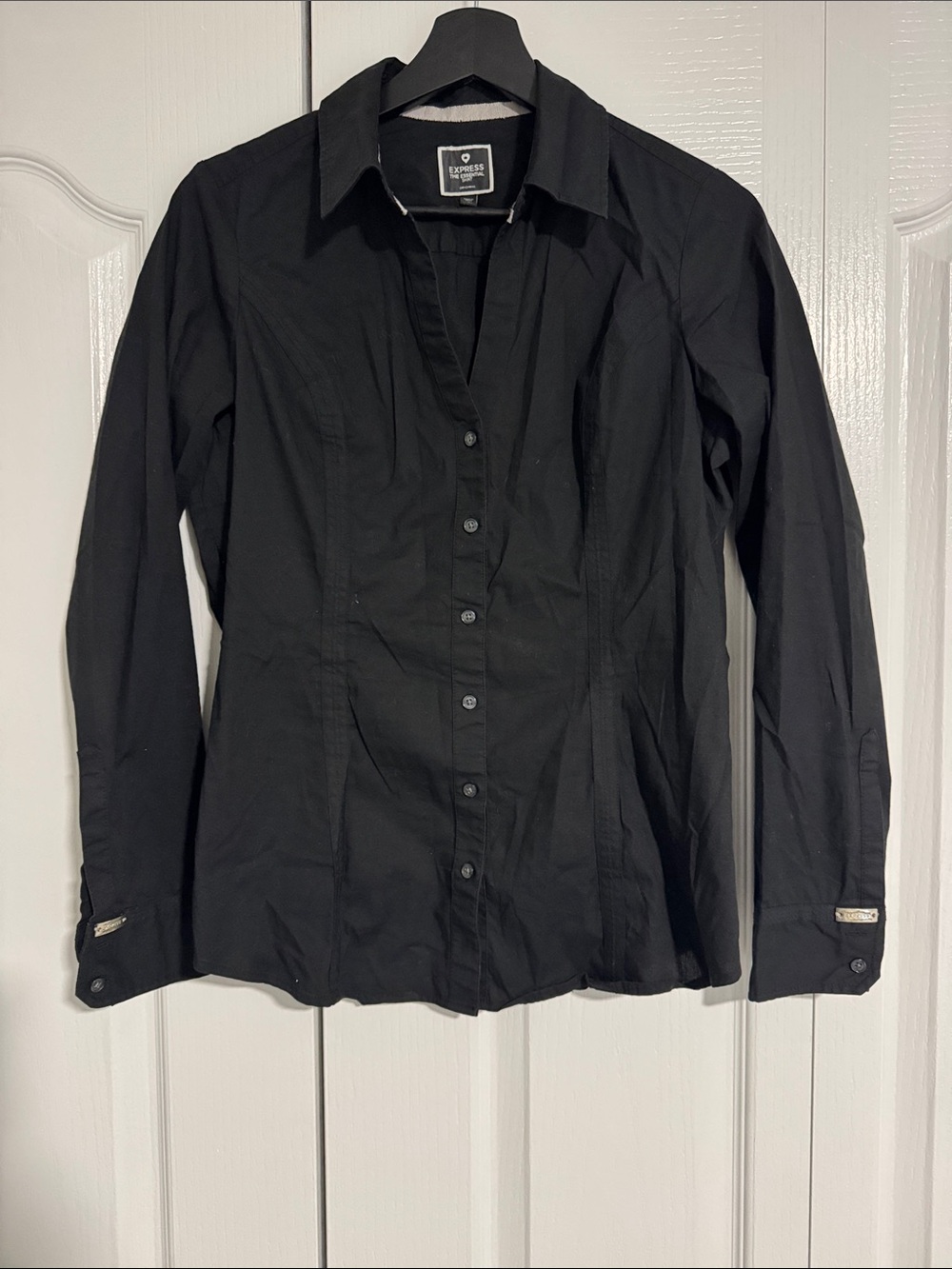 Express Essential Black Button Down Shirt Medium with Stretch